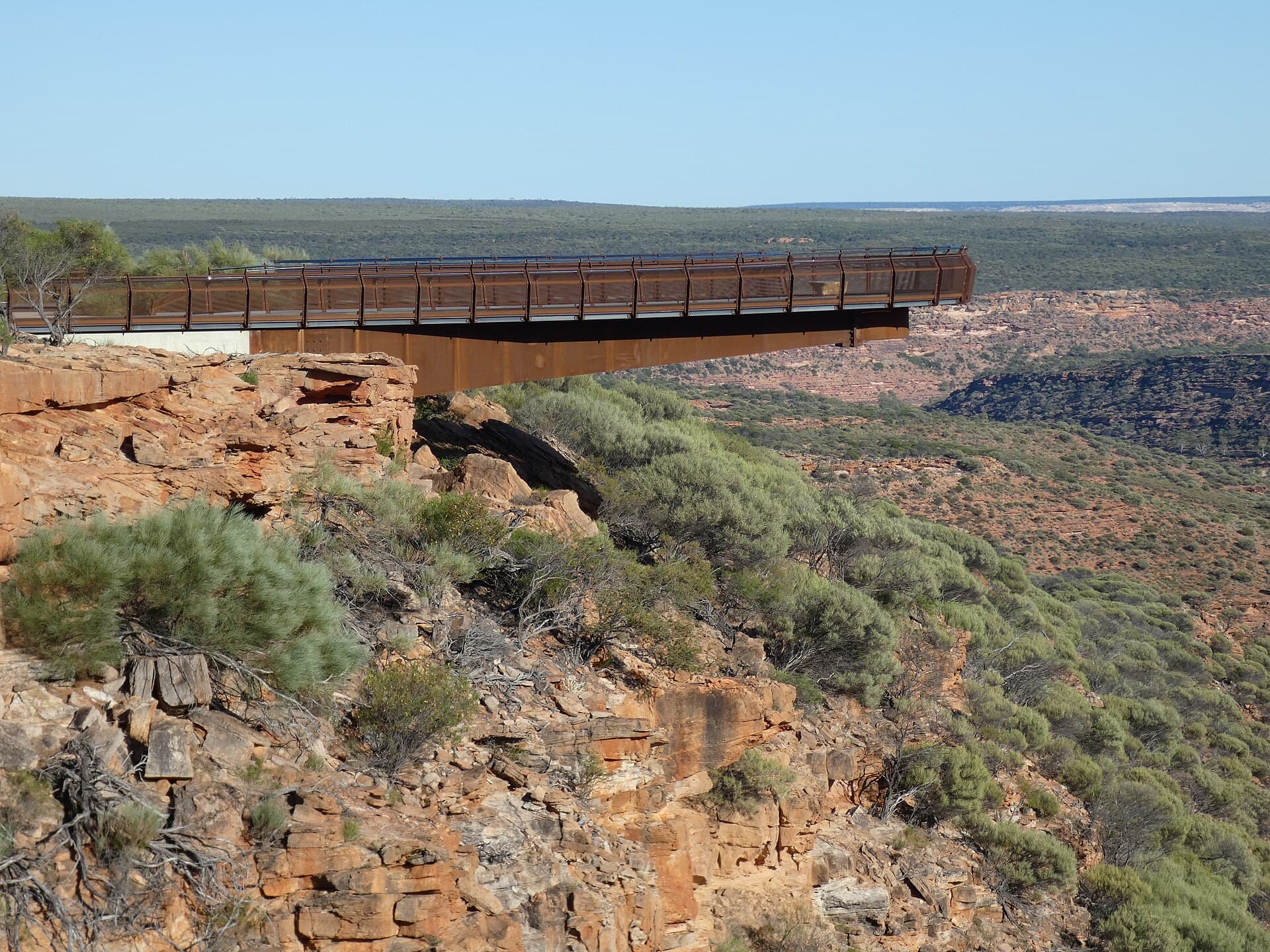 Kalbarri Skywalk cantilever platform projecting over the Murchison Gorge
